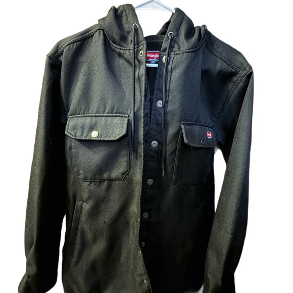 Wrangler Other - Wrangler Men's Black Hooded Shirt Jacket